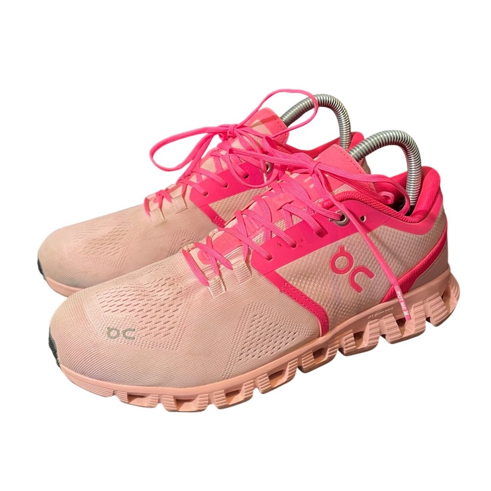 On Cloud X Running Shoes Womens 8.5 Pink Neon Swiss Engineering Sneakers